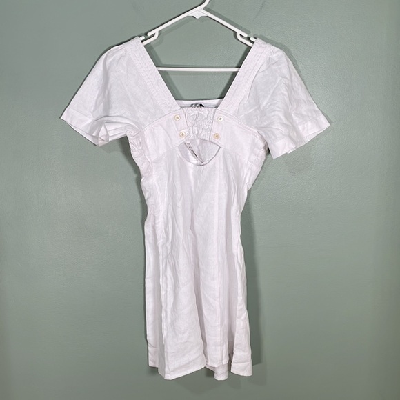 Madewell Square-Neck Mini Dress 100% Linen White Size 0 NWT - Picture 4 of 11